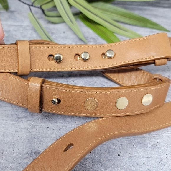 Stuart Weitzman | Black Snap Top Shoulder Bag with Tan Straps - Picture 5 of 6